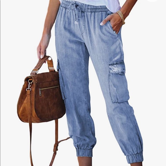 Drawstring Elastic Waist Distressed Joggers. - Picture 1 of 4